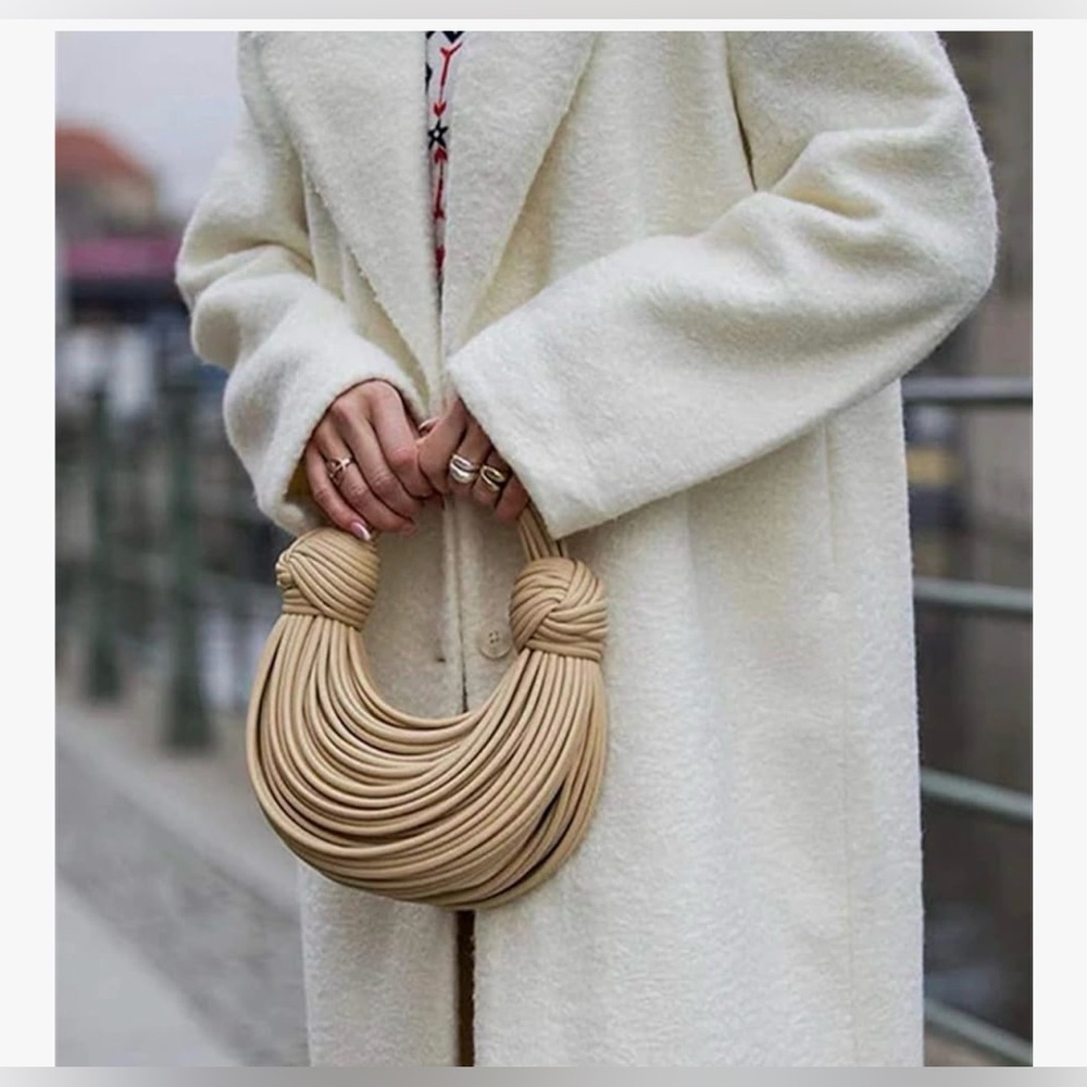 Beige Knot-Handle Crescent Bag - Women